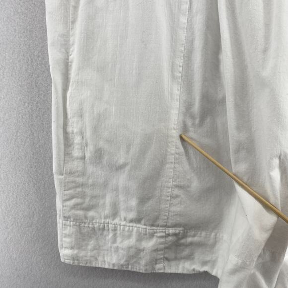 EILEEN FISHER Top L Cotton Woven Tunic Tank Smocked Square Neck Shell White - Picture 11 of 13